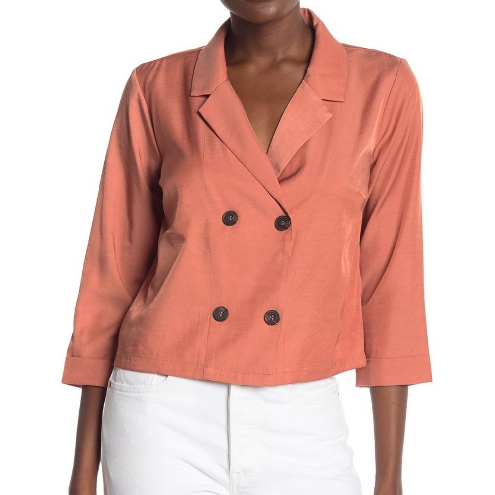 CODEXMODE Notch Collar Double Breasted Blouse
